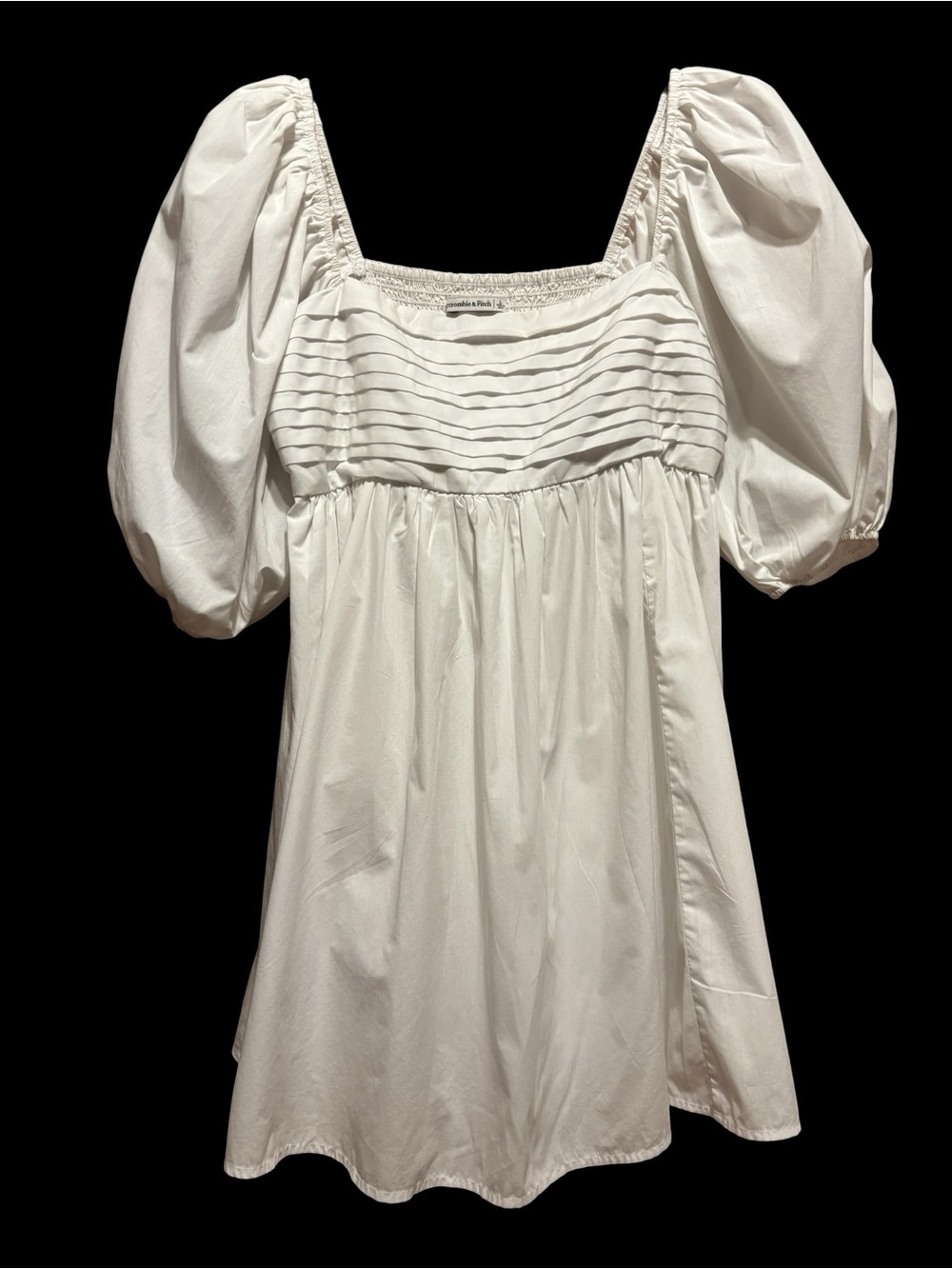 Abercrombie & Fitch Dress Size Lg White Emerson Babydoll Poplin Puff Sleeve Mini